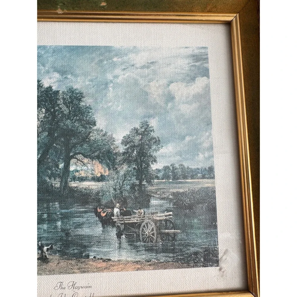 Vintage framed The Haywain‎ print, John Constable landscape art, English Cottage